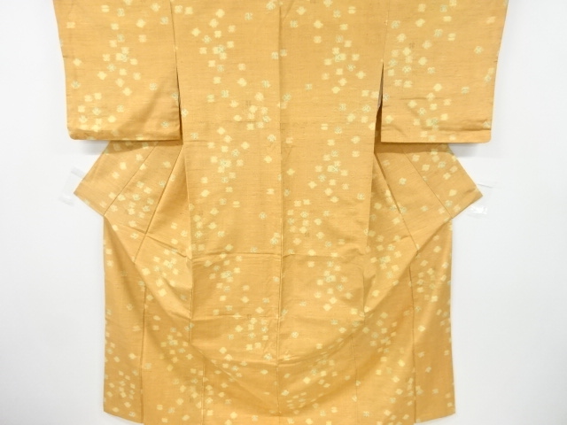 JAPANESE KIMONO / ANTIQUE KIMONO / SILK / TSUMUGI / WOVEN ABSTRACT FLOWER